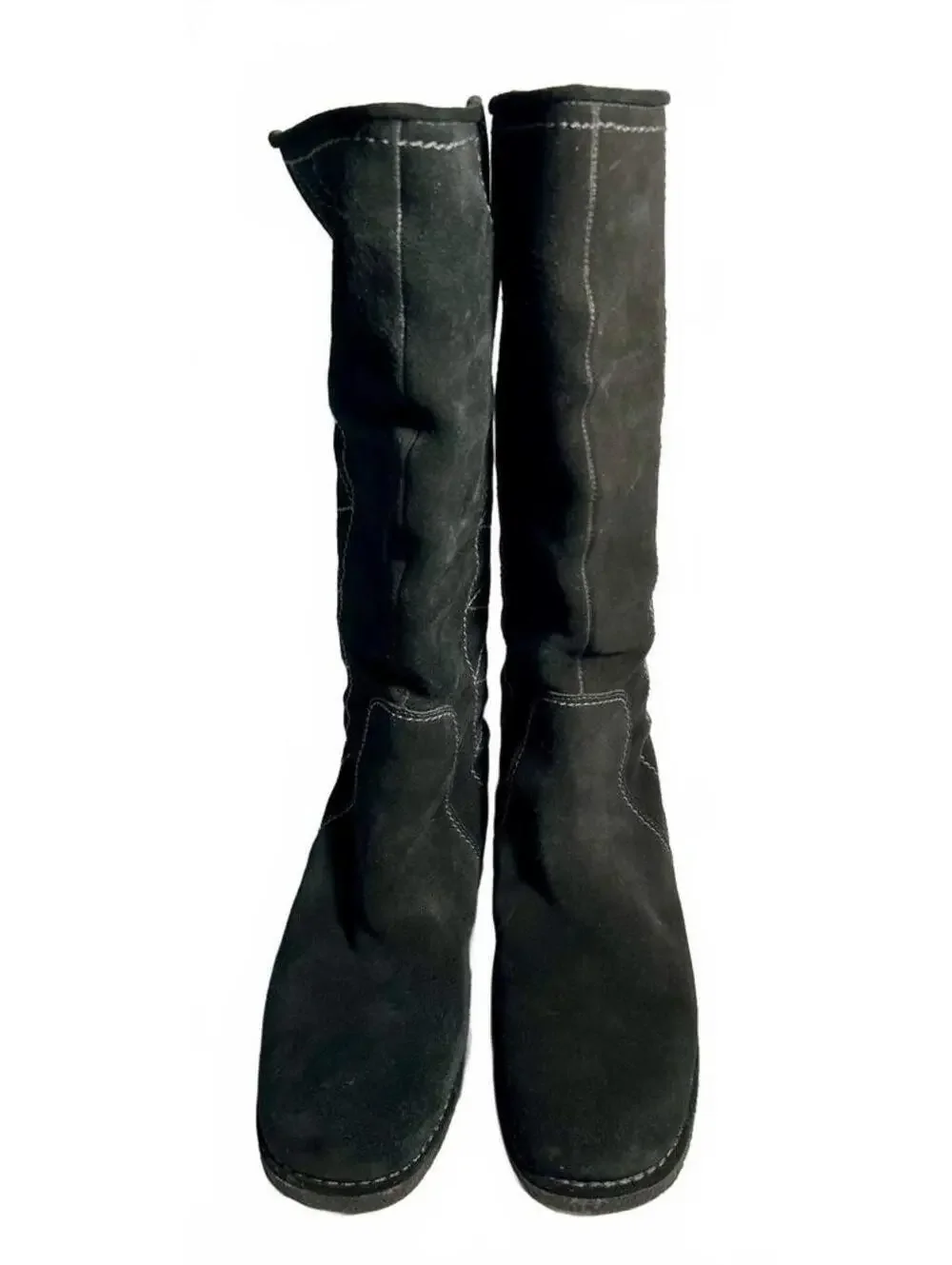 Nickels Soft Black Suede Knee High Boots 8.5M Zip Fleece and Aztec lining